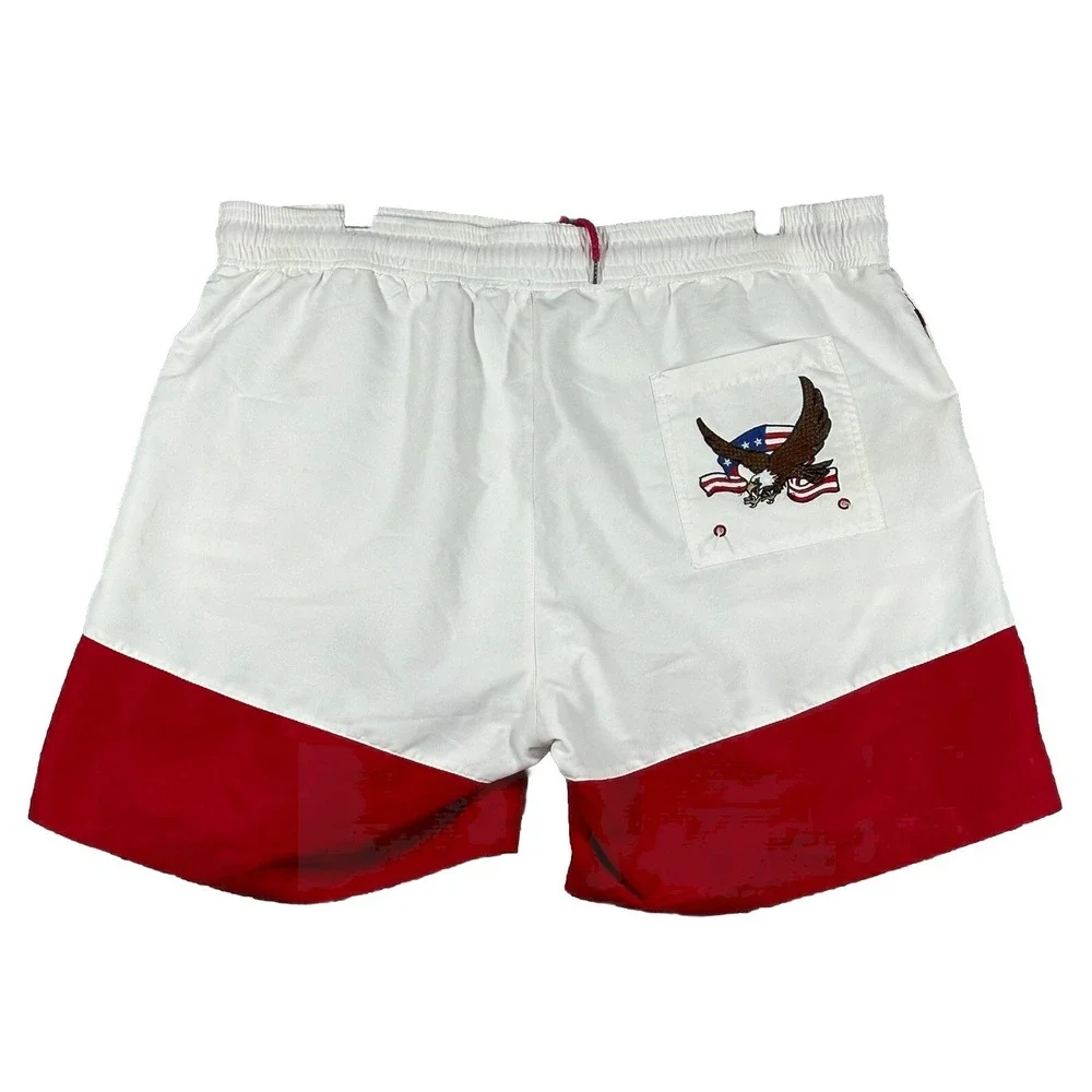 Tipsy Elves Mens XXL American Flag‎ 4th of July Drawstring Swim Trunks Shorts
